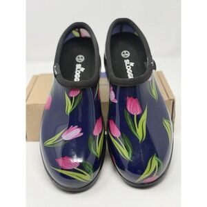 Sloggers Tulips Waterproof Garden Shoe w/ Comfort Insole Dark Green Size 8